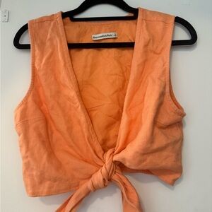 Abercrombie & Fitch Women's Orange Tie-Front Top